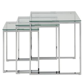 Přístavný stolek KATRINE I průhledná/chrom, set 3 ks 3