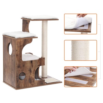 Kočičí škrabadlo KATTY III hnědá/bílá 3