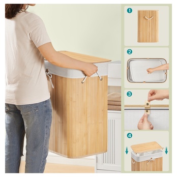 Koš na prádlo KEELY 3 přírodní 3