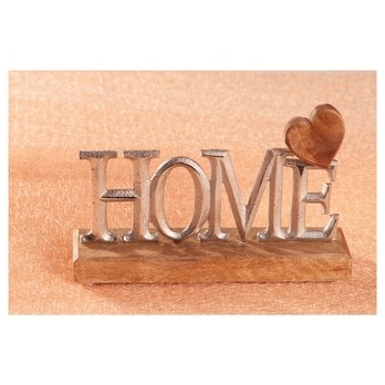 Dekorace nápis home KERRAN přírodní/stříbrná, výška 14 cm 1