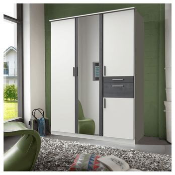 Šatní skříň  KESTER II bílá/steel optic 1