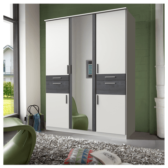 Šatní skříň  KESTER III bílá/steel optic 1