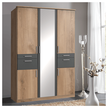 Šatní skříň  KESTER III dub prkenný/grafit 1