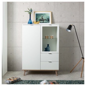 Vitrína  KEVEN 53 dub sonoma/bílá 1