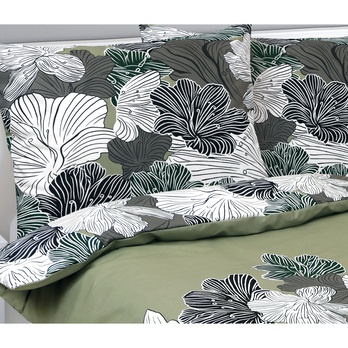 Povlečení KHAKI KVĚT 70x90 a 140x200 cm 3