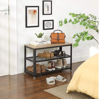 Policový botník KIRA černá/světle hnědá 3