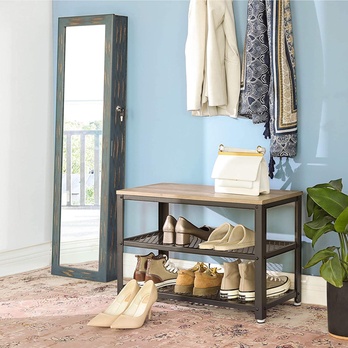 Policový botník KIRA černá/světle hnědá 4