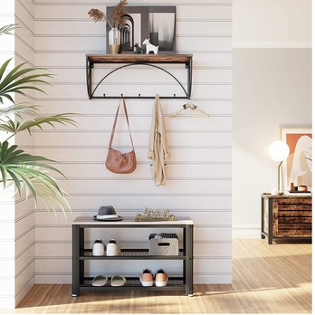 Policový botník KIRA černá/světle hnědá 5