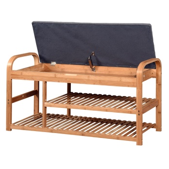 Botník KIRKE bambus/šedá, šířka 100 cm 1