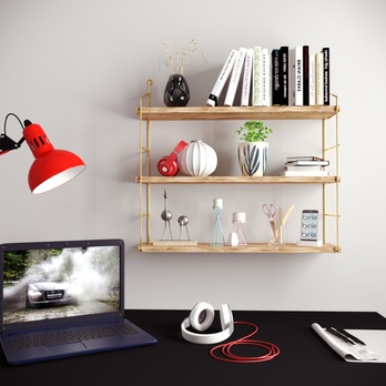 Nástěnný regál KITA hnědá/zlatá 3