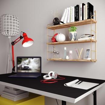 Nástěnný regál KITA hnědá/zlatá 4