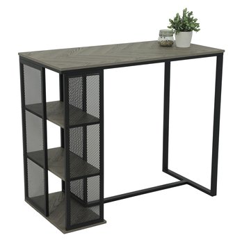 Barový stůl KLARA šedá herringbone/černá 2
