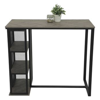 Barový stůl KLARA šedá herringbone/černá 3