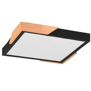 Stropní LED svítidlo KOV černá/světlé dřevo 1