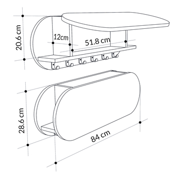 Nástěnný věšák KROMA šedá 5