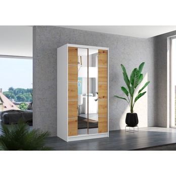 Šatní skříň KSAVERA bílá/dub artisan 1