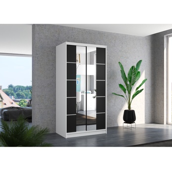 Šatní skříň KSAVERA bílá/černá 1