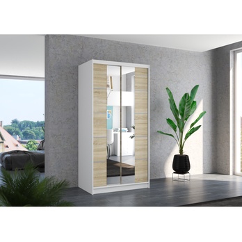 Šatní skříň KSAVERA bílá/dub sonoma 1