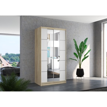 Šatní skříň KSAVERA dub sonoma/bílá 1