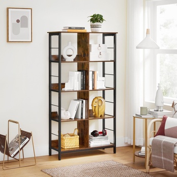 Regál LADDER 1 rustikální hnědá/černá 2