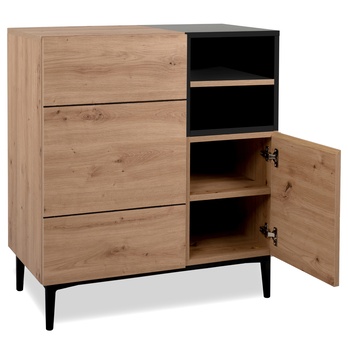 Komoda LAKKA 01A dub artisan/černá 2