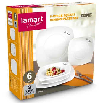 Sada talířů LAMART DINE porcelán, 6 ks, hranaté 4