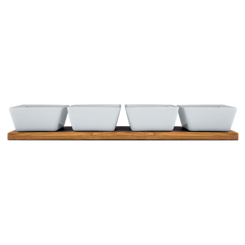Misky s podnosem LAMART porcelán/bambus, 4 ks 2