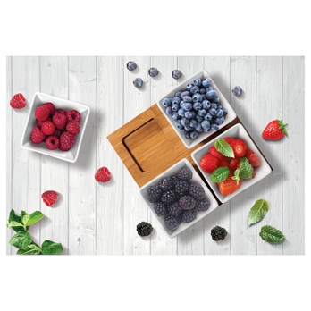Misky s podnosem LAMART porcelán/bambus 2
