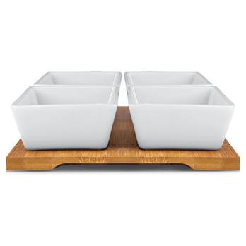 Misky s podnosem LAMART porcelán/bambus 4