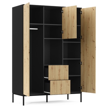 Šatní skříň LAMI II dub artisan/černá 3