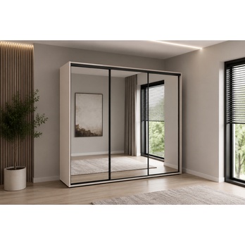 Šatní skříň LAYS 11 kašmírová/černá, šířka 250 cm 1