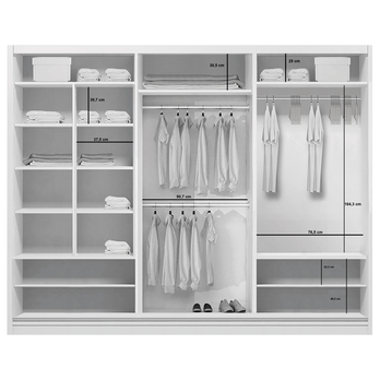 Šatní skříň LAYS 12 dub artisan/černá, šířka 250 cm 2