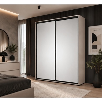 Šatní skříň LAYS 1 kašmírová/černá, šířka 125 cm, výška 245 cm 1