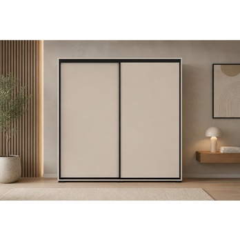 Šatní skříň LAYS 3 kašmírová/černá, šířka 125 cm, výška 215 cm 2