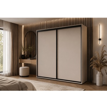 Šatní skříň LAYS 3 kašmírová/černá, šířka 125 cm, výška 215 cm 1