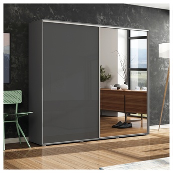 Šatní skříň LAYS 5 grafitová, šířka 125 cm, výška 245 cm 1