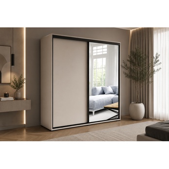 Šatní skříň LAYS 5 kašmírová/černá, šířka 125 cm, výška 215 cm 1
