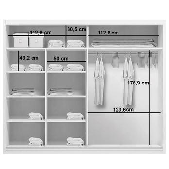 Šatní skříň  LAYS 6 dub artisan/černá, šířka 230 cm, výška 215 cm 2