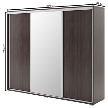 Šatní skříň LAYS 9 čokoládová, šířka 250 cm 2
