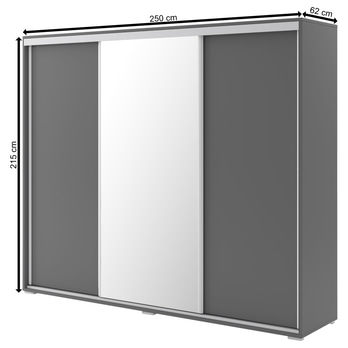 Šatní skříň LAYS 9 grafitová, šířka 250 cm 2