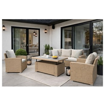 Zahradní set LETHA hnědá/krémová 4