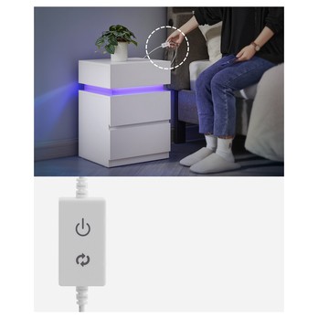 Set 2 ks nočních stolků LETNIGHT 5 bílá 4