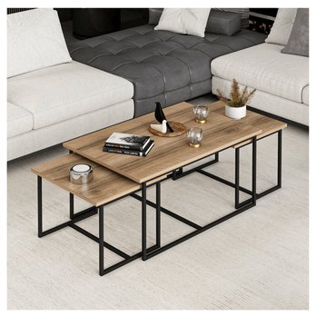 Konferenční stolek LEVADA ořech/černá, sada 3 ks 1