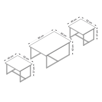 Konferenční stolek LEVADA ořech/černá, sada 3 ks 5