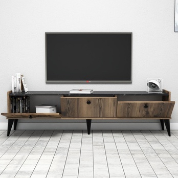 TV komoda LIDYA ořech/černá 2