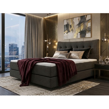 Postel boxspring LIMONE tmavě šedá, 140x200 cm 1