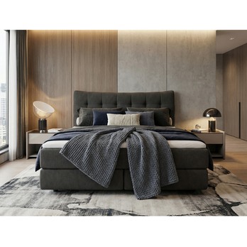 Postel boxspring LIMONE tmavě šedá, 140x200 cm 2