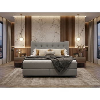 Postel boxspring LIMONE světle šedá, 160x200 cm 2
