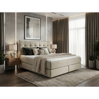 Postel boxspring LIMONE šedobéžová, 140x200 cm 1