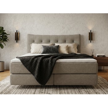 Postel boxspring LIMONE šedobéžová, 140x200 cm 2